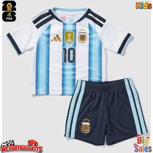Argentina Lionel Messi #10 Replica Home Stadium Kit for Kids World Cup 2026 Short Sleeve (+ pants)